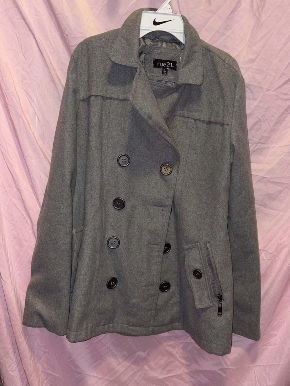 Rue21 Pea Coat Size L Gray Double Breasted Jacket